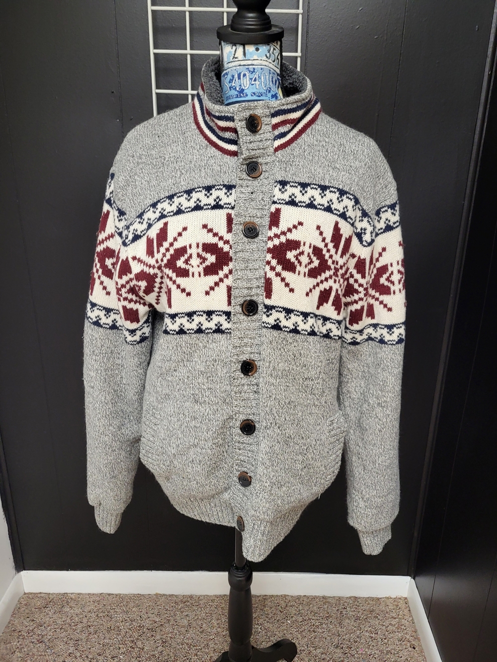 i jeans by Buffalo Gray Knit Cardigan, 80's Vibe, Xl
